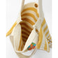Striped Figure Applique Canvas Tote Bag, 2 Colors Cute Cartoon Character Patch Large Capacity Shoulder Shopping Bag