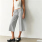 Women Y2K Side Striped Cropped Wide Leg Capri Pants Drawstring Waist Loose Sport Trousers Casual Streetwear Bottoms