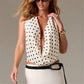 Women’s Satin Halter Tank Tops Summer Fashionable Dot Print Cowl Neck Backless Going Out Vest Party Club Rave Outfit