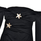 3d Flower Buckle Off The Shoulder Long Sleeve Evening Dress Women Elegant Sexy Birthday Dinner Outfit