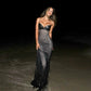 Leather Mesh Patchwork Black Long Party Dress Woman Elegant Sexy Sleeveless Fishtail Maxi Dresses