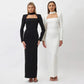 Hollow Backless Black Party Dress Women Elegant Luxury Long Sleeve Split Maxi Dresses Evening Gown Winter