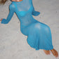 Women Beach Cover Up Solid Color See-Through Long Sleeve Summer Swimsuit Coverup Bathing Suit Cover Ups Long Dresses