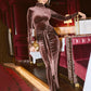 Velvet Long Sleeve Sexy Maxi Dress For Women Autumn Winter New Turtleneck Draped Ruched Bodycon Sexy Long Dress