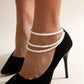 1PC Multilayer Tassel Pearl Chain Anklets Women Lady High Heel Ankle Bracelet Barefoot Sandals Prom Foot Party Jewelry