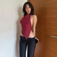 Lace Up Backless Halter Tops Going Out Sexy Asymmetrical Tanks Top Fashion 2026 Summer Clothes for Woman