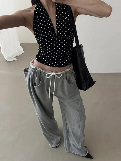 Hipster Y2K Halter Women Polka Dots Print Tank Tops Summer Elegant Sexy Fashion Wild Basic Streetwear Basic Wild Vest
