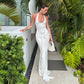 Sleeveless Halter Neck Backless Maxi Dresses Elegant Womens Summer White Beach Dress