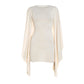 Sexy Bat Sleeve Dress Women Basic Classic Ruched O-Neck Stretch Skinny Coquette Midnight Party Club Peach Hip Bodycon