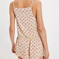 Women's Polka Dot Printed Pajama Set Fashion Satin Lace Trim Tank Tops with Shorts Casual 2Pcs Soft Sleepwear