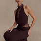 Lace Hollow Out Backless Sexy Maxi Dress Women Gown Elegant Sleeveless High Waist Ruched Bodycon Club Party Long Dress