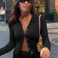 Pink Long Sleeve Two Piece Set Button Up Cardigan Top and Mini Skirt Fall Outfits Woman Matching Sets