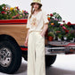Lace Trim Wide Leg Elastic Waist Pants, Lightweight Casual Trousers, Romantic Versatile Daily Wear for Women