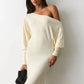 Women Elegant Off Shoulder Sexy Maxi Dress Batwing Long Sleeve Ruched Bodycon Dress Evening Party Wedding Guest Dress