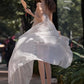 Polka Dot Print Dress Women Sexy See Through Ruffled Edge Patchwork Irregular Hem Fashion Elegant Party Club Bodycon