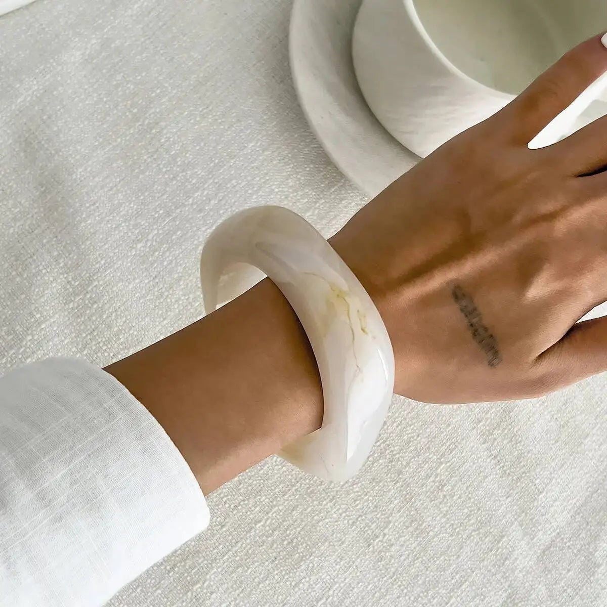 3 Styles Hip Hop Chunky Stacking Resin Bangles for Women Trendy Punk Irregular Geometric Charm Wide Bracelets Jewelry