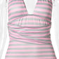 Sexy Pink Striped Halter Backless Mini Dress 2026 Summer Dresses for Woman Clothes