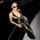 Deep V Neck Cut Out Backless Maxi Dress Print Black Evening Dresses Sexy Party Outfit for Woman 2026