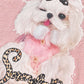 Pink Crew Neck Cute Dog with Bow Leopard Print Text Short Sleeve T-Shirt for Women