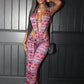 Snake Print Romper Women Sexy Deep V-Neck Backless Hollow Sleeveless Ribbon Patchwork Ruched Trend Street Playsuits