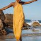 Women Halter Neck Maxi Dress Sleeveless Backless Tie Knot Flowy Casual Beach Cover Up Dress for Summer Vacation Sundress