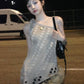 Hollow Vest Women Slanted Shoulder Skinny Sexy Irregular Hem Music Festival Hip-Hop Style Summer Classic Streetwear