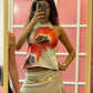 Women Y2k Floral Printed Halter Tank Top Summer Going Out Cami Tops Boho Sexy Backless Vacation Beach Camisoles
