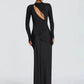Hollow Out Long Sleeve Sexy Maxi Dress Women Gown Elegant O Neck Draped Ruched Bodycon Club Party Long Dress Fashion