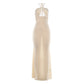 Hollow Out Halter-neck Maxi Dress with Faux-pearl Body Chains Party Wear Sexy Birthday Dress for Woman 2026