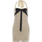 Rhinestone Decoration Dress Women Bow Tassel Halter Bandage Backless Sleeveless Skinny Sweet Fashion Party Bodycon