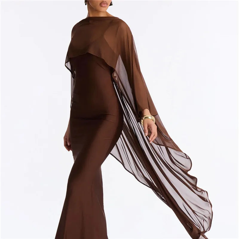 Women Sheer Chiffon Cape Shawl Asymmetric Drape Mesh Evening Dress Cover Up Bridal Wrap For Wedding Party Formal Events