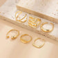 6Pcs/Set Retro Gold Color Irregular Geometric Open Rings for Women Trendy Simple Alloy Finger Ring Engagement Jewelry