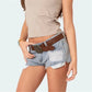 Womens Low Waist Distressed Denim Shorts Frayed Raw Hem Ripped Jeans Shorts with Inner Layer Casual Streetwear Hot Pants