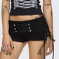 High Street Short Women Hottie Trend Rivet Metal Hollow Patchwork Shirring Skinny Sexy Midnight Club Party Outfits