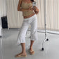 Retro Low Rise Drawstring Micro Flare Sweatpants Women Solid Color Beach Vacation Streetwear Loose Casual Cropped Trousers