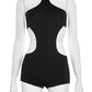 Sexy Thick Romper Women Sexy Hollow Irregular Tight Midnight Club Hipster Stretch Halter Backless Activity Playsuit