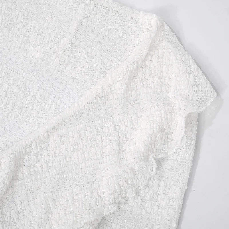 Tie Front Ruffled V Neck Long Sleeve Crop Tops Boho White Shirts & Blouses Woman Clothing Fall 2025 Fashion