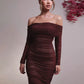 Off-shoulder Long Sleeve Sexy Maxi Dress For Women Autumn New Strapless Backless Bodycon Ruched Party Long Dress