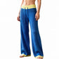 Women Y2K Color Contrast Knit Wide Leg Trousers Drawstring Waist Loose Baggy Knitted Pants Casual Streetwear Long Pants