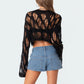 Women Knit Hollow Out Sweater Long Sleeve Crew Neck Ribbed Solid Pullover Crop Top Winter Fall Y2K Vintage Streetwear