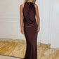 Halter Bckless Sexy Maxi Dress Women Gown Elegant Off-shoulder Sleeveless Draped Ruched Bodycon Club Party Long Dress