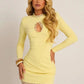 Women Polka Dot Sexy Mini Dress Lace Trim High Neck Cutout Long Sleeve Bodycon Short Dress Club Party Night Out Dresses