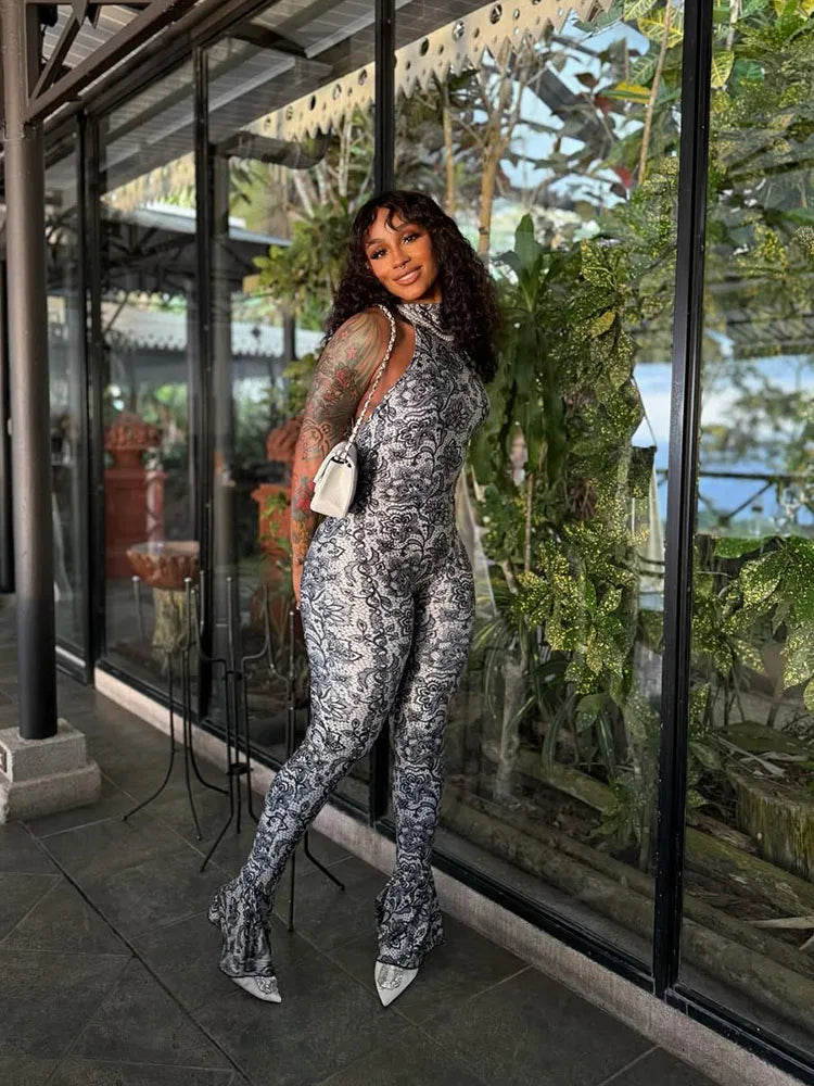 Peach Buttocks Jumpsuit Women Sexy Summer Backless Sleeveless Tight Arabesques Midnight Stretch Streetwear Overalls