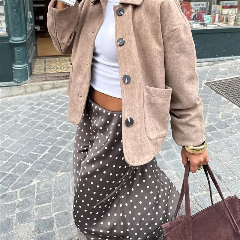 Women Elegant Lace Satin Spliced Midi Skirts Sexy Dots Print High Waist Retro Casual Straight Midi Skirts Y2K Streetwear