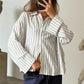 Y2K Vintage Long Sleeve Blouse Stripes Collared Shirts Striped Button Down Shirt Women Oversized Trendy Fall Y2K Clothes