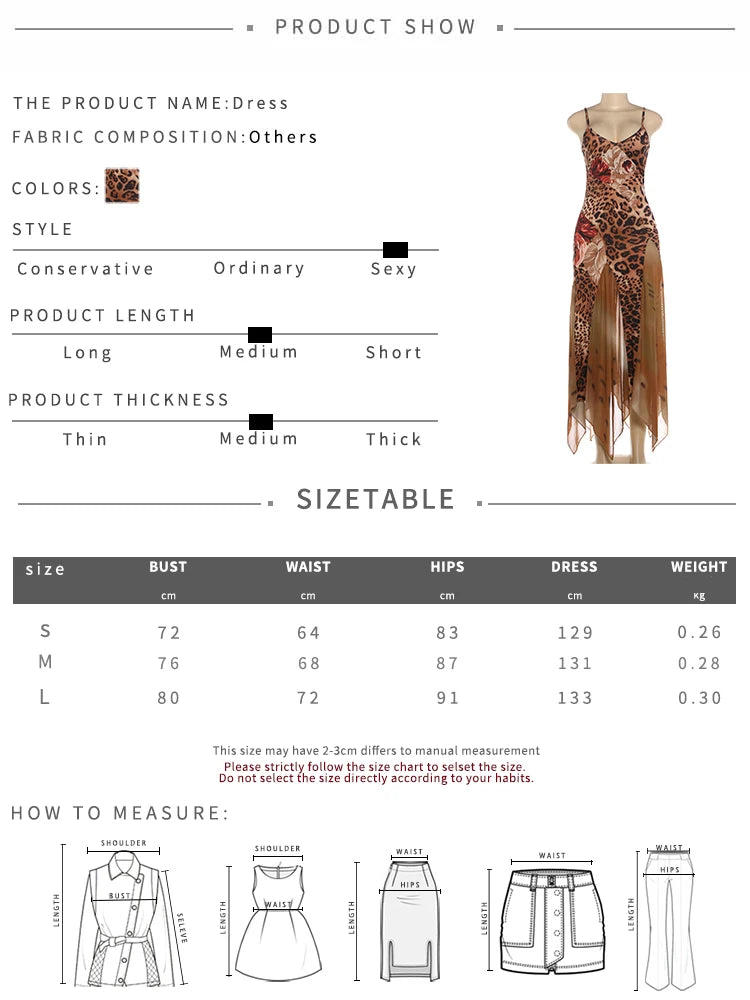 Patchwork Colorful Leopard Print Dress Women Fashion Hottie Irregular Hem Low-Neck Trend Wild Vacation Party Clubwear