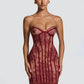 Lace Strapless Mermaid Mini Dress Women Sweetheart Neck Sheer Mesh Bodycon Short Gown Evening Party Cocktail Vestidos
