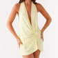 Women Summer Sleeveless Mini Dress Casual Shell V-Neck Wrap Halter Neck Party Dress for Beach Club Streetwear