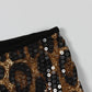 Leopard Print Sexy Wild 2 Piece Set Women Shiny Sequins Low-Neck Shirring Splits Tops+Skinny Skirts Club Party Suits