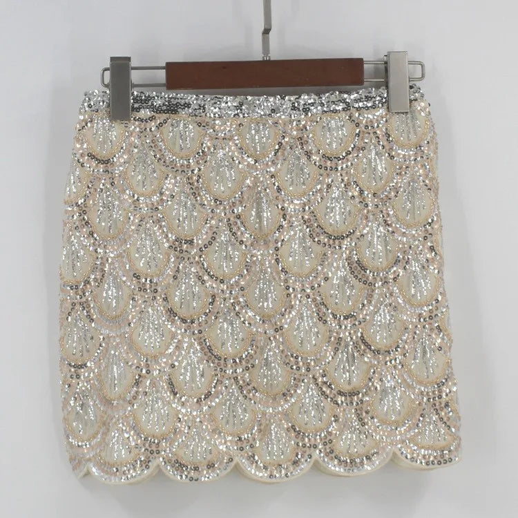 Sequined Skirts for Women Chic Casual Skirts Summer New Party Clubwear Fashion Female High Waist A-Line Skirts